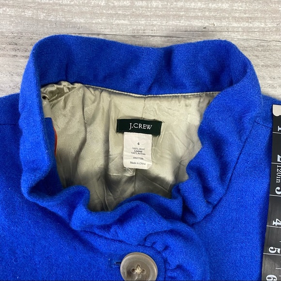 J.Crew Neon Blue Ruffle Front Wool Peacoat 6 - Picture 3 of 6